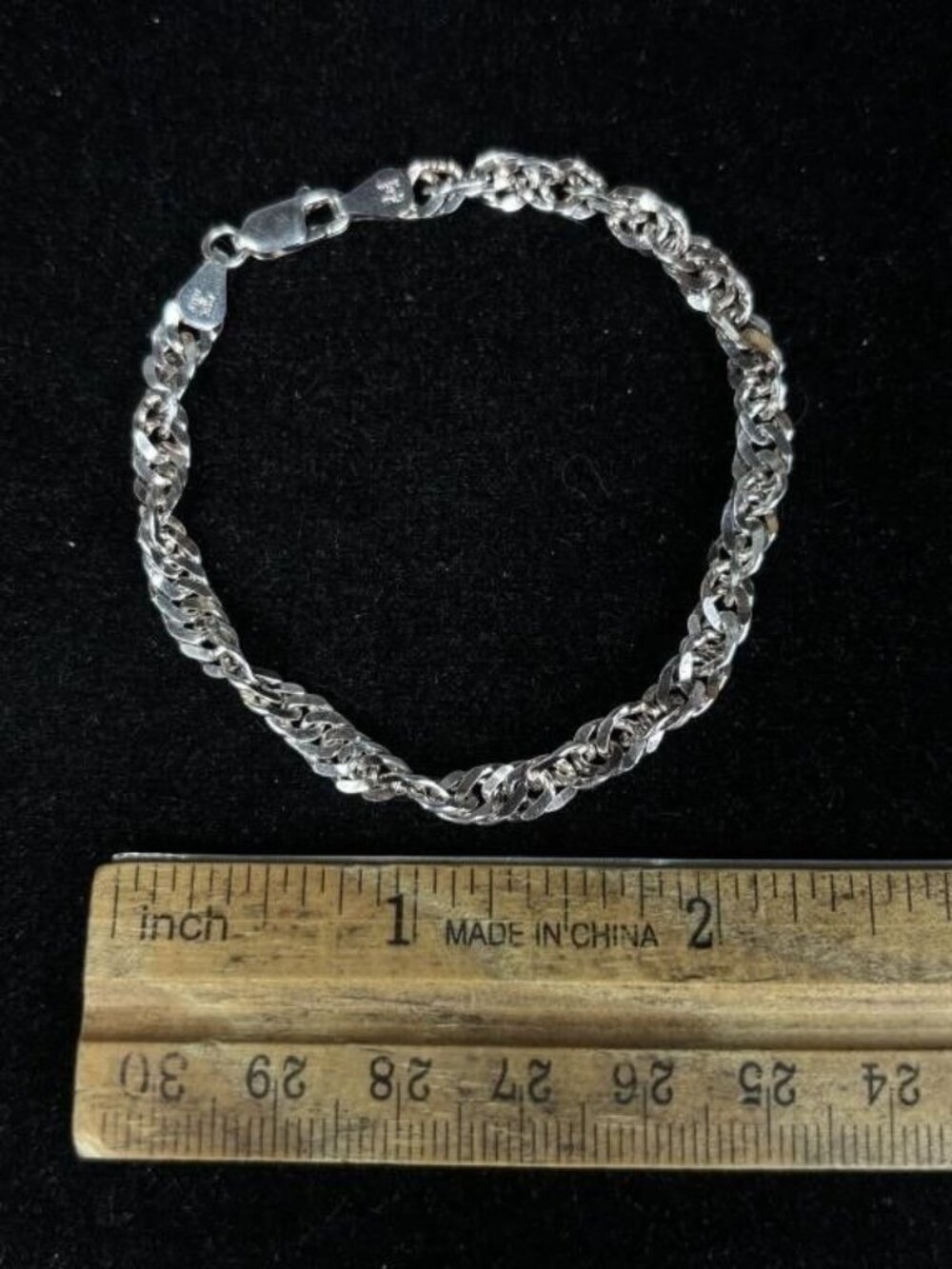 Milor Italy Sterling Silver Singapore Twist Rope Chain Bracelet - Picture 4 of 4
